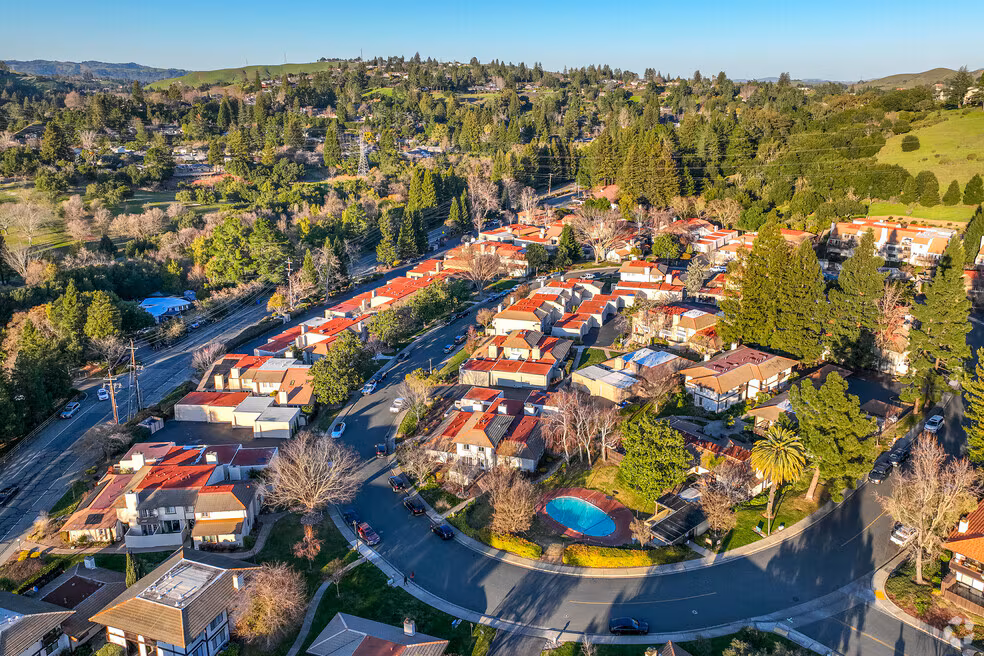 Foggy morning view of Moraga hills and homes